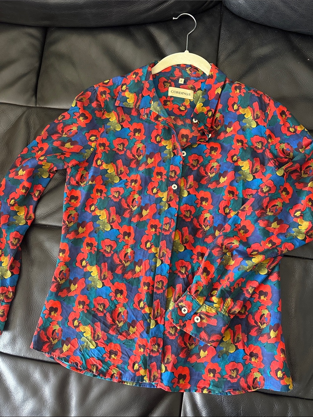 Cordings London floral silk button up blouse
